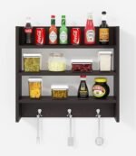 ShoperCart Wooden Wall Kitchen Rack Wall Mounted Racks, Organizer, Shelf for Kitchen Storage Boxes Wooden Wall Shelf (Brown) - Image 2