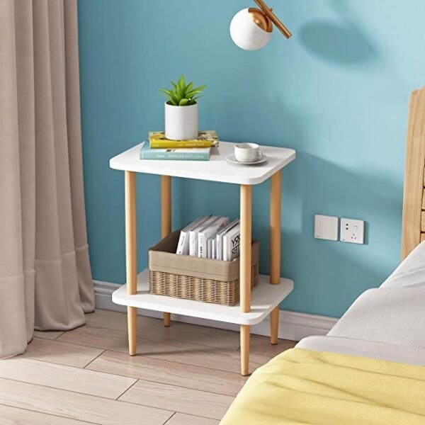 ShoperCart Night Lamp Stand with Storage Shelves Engineered Wood Bedside Table,Coffee Table,Beautiful Wooden Antique, Bedside Table| fold_able for Living Room Engineered Wood Bedside Table White