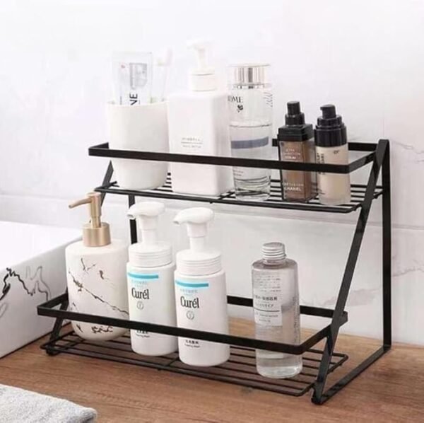 ShoperCart Metal 2-Tier Bathroom Organizer Rack, Kitchen Storage Rack, 26.5 x 17.8 x 18.5 cm, for Bathroom, Kitchen, Laundry Room, Bedroom, Living Room, Dining Room