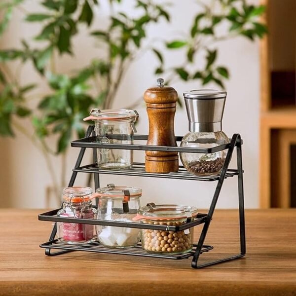 ShoperCart Metal 2-Tier Bathroom Organizer Rack, Kitchen Storage Rack, 26.5 x 17.8 x 18.5 cm, for Bathroom, Kitchen, Laundry Room, Bedroom, Living Room, Dining Room