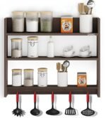 ShoperCart Wooden Wall Kitchen Rack Wall Mounted Racks, Organizer, Shelf for Kitchen Storage Boxes Wooden Wall Shelf (Brown)