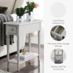 Shopercart Coastal End Table, Solid Wood, 1 Drawer, Bottom Display Shelf, Easy-Assembly, For Living Room/Bedroom, Greige, 23.5 in. L x 10.0 in. W x 24.0 in. H, 20017-GR - Image 4