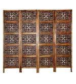 Shopercart Wooden Partition - Solid Wood 4 Panel Room Wooden Partition (Brown) for Living Room - Image 3