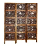 Shopercart Wooden Partition - Solid Wood 4 Panel Room Wooden Partition (Brown) for Living Room