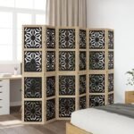 Shopercart Solid Paulownia 6 Panel Brown Black Partition Wall - Image 6