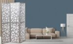 Shopercart Wooden Partition/Screen Panel/for Living Room Partition/Room Divider/Foldable Partition 3 Panel/Screen Separator (Silver) - Image 2