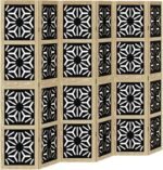 Shopercart Solid Paulownia 6 Panel Brown Black Partition Wall