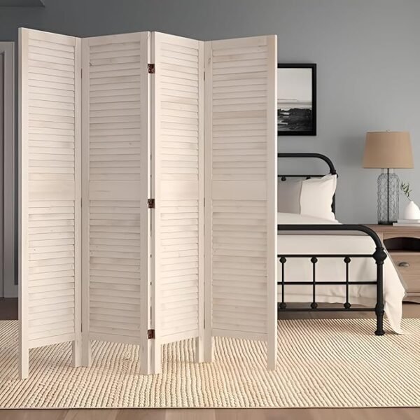 Wooden Room Divider Partition - Foldable Wood Screen Separator for Living Room