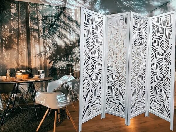 Wooden Room Divider/Wooden Room Partition/Wooden Screen Separator for Living Room/Bedroom/Office/Kitchen (H : 6 ft, 4 Panel x 20 inch)(4 Panel)