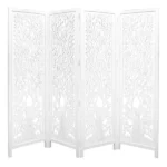 4 Panel Room Divider Screen | Privacy Partition in White Timber Wood - Image 2