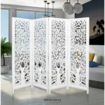 4 Panel Room Divider Screen | Privacy Partition in White Timber Wood - Image 5