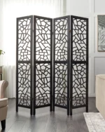 Wooden Folding 4 Panel Room Divider 170 x 163 cm Black - Image 2