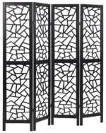 Wooden Folding 4 Panel Room Divider 170 x 163 cm Black