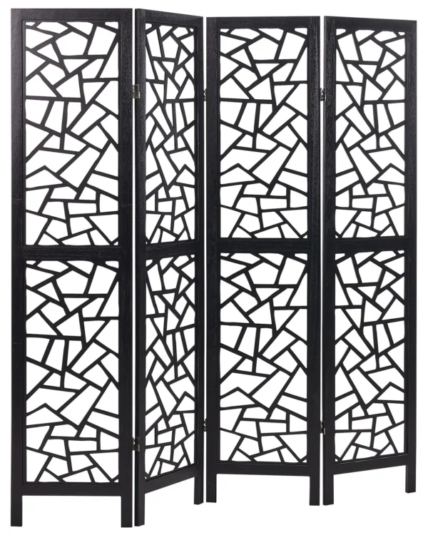 Wooden Folding 4 Panel Room Divider 170 x 163 cm Black